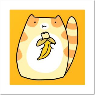 Tabby Cat Eating a Banana Posters and Art